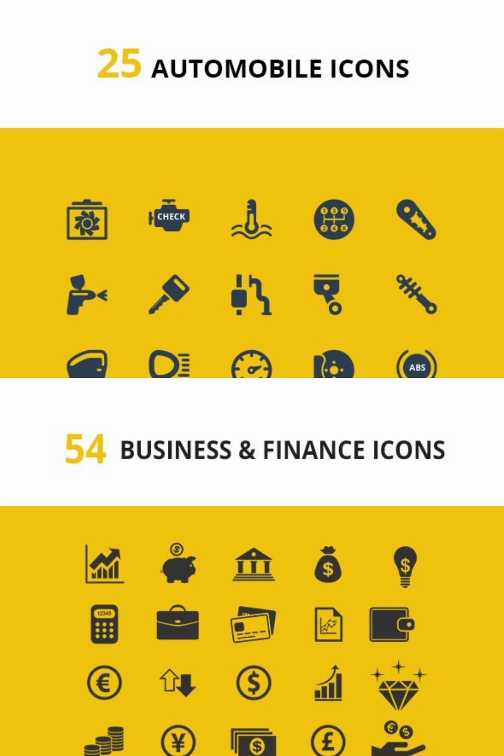Auto, Finance-Buss & Medical Icons pinterest preview image.