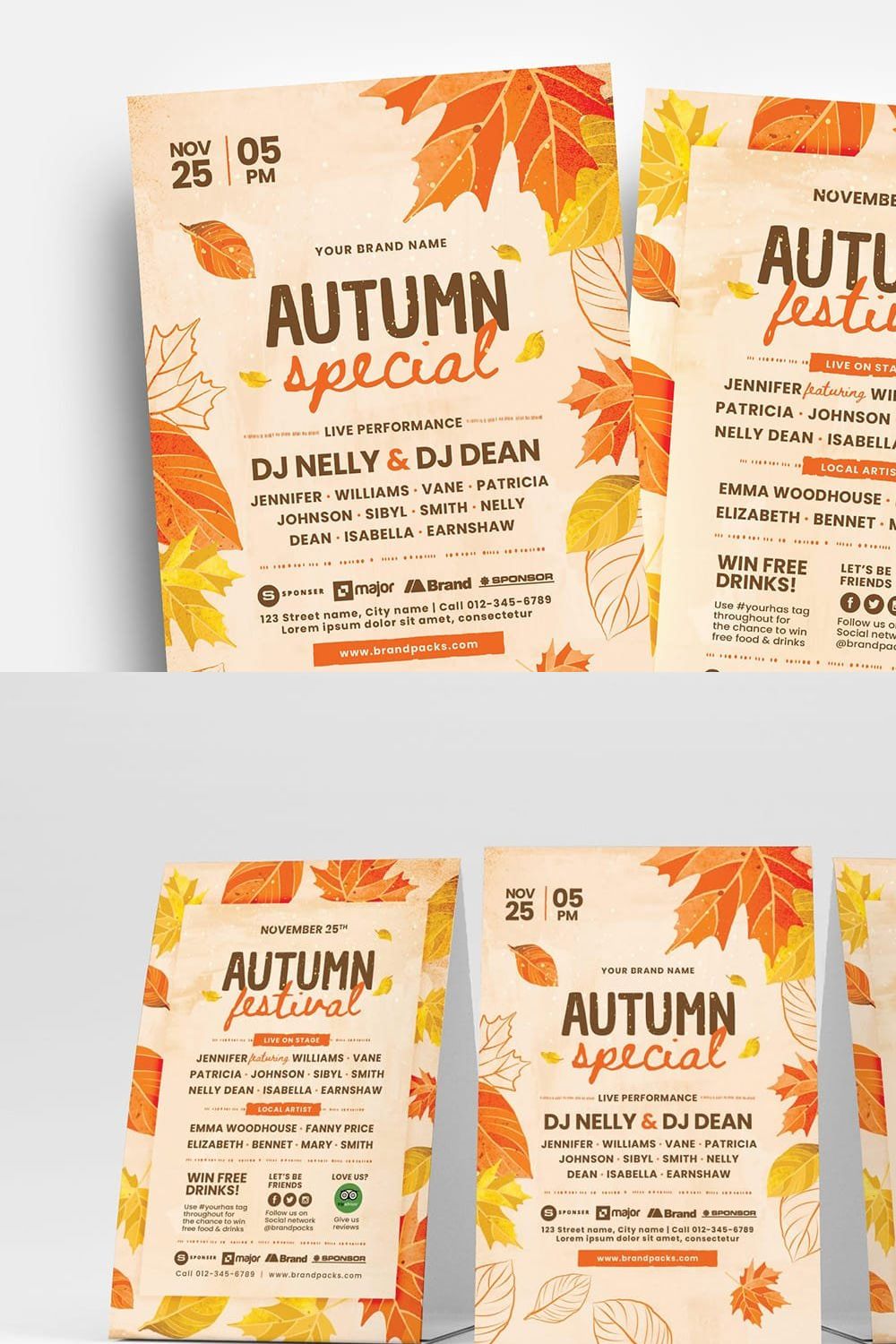 Autumn Fall Flyer Templates pinterest preview image.