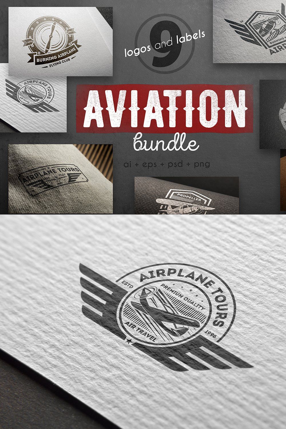 Aviation logo kit pinterest preview image.