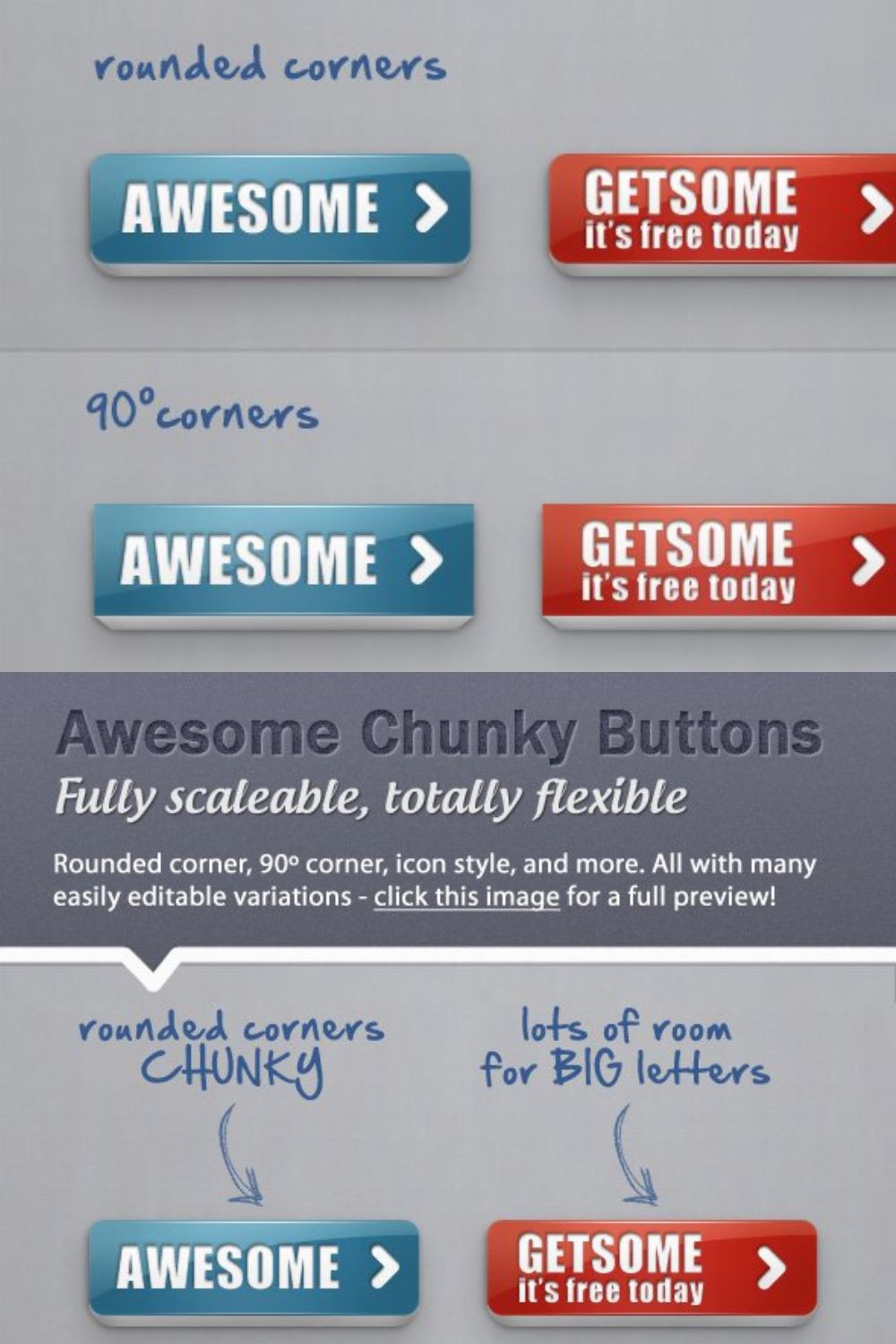 Awesome chunky web buttons pinterest preview image.