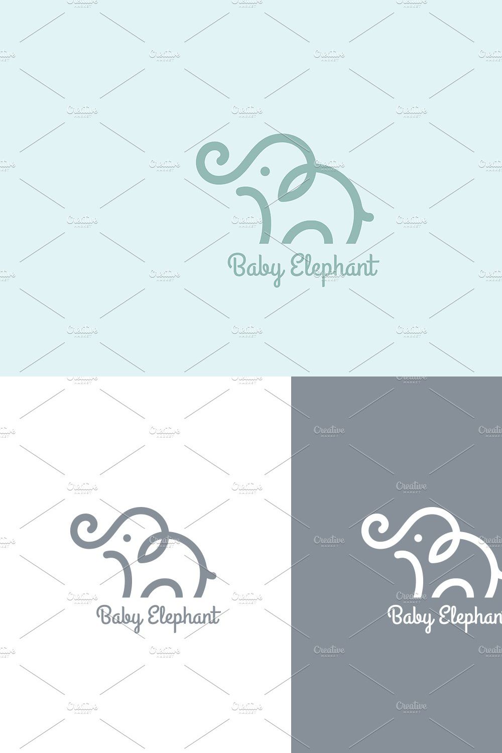 Baby Elephant Logo Template pinterest preview image.