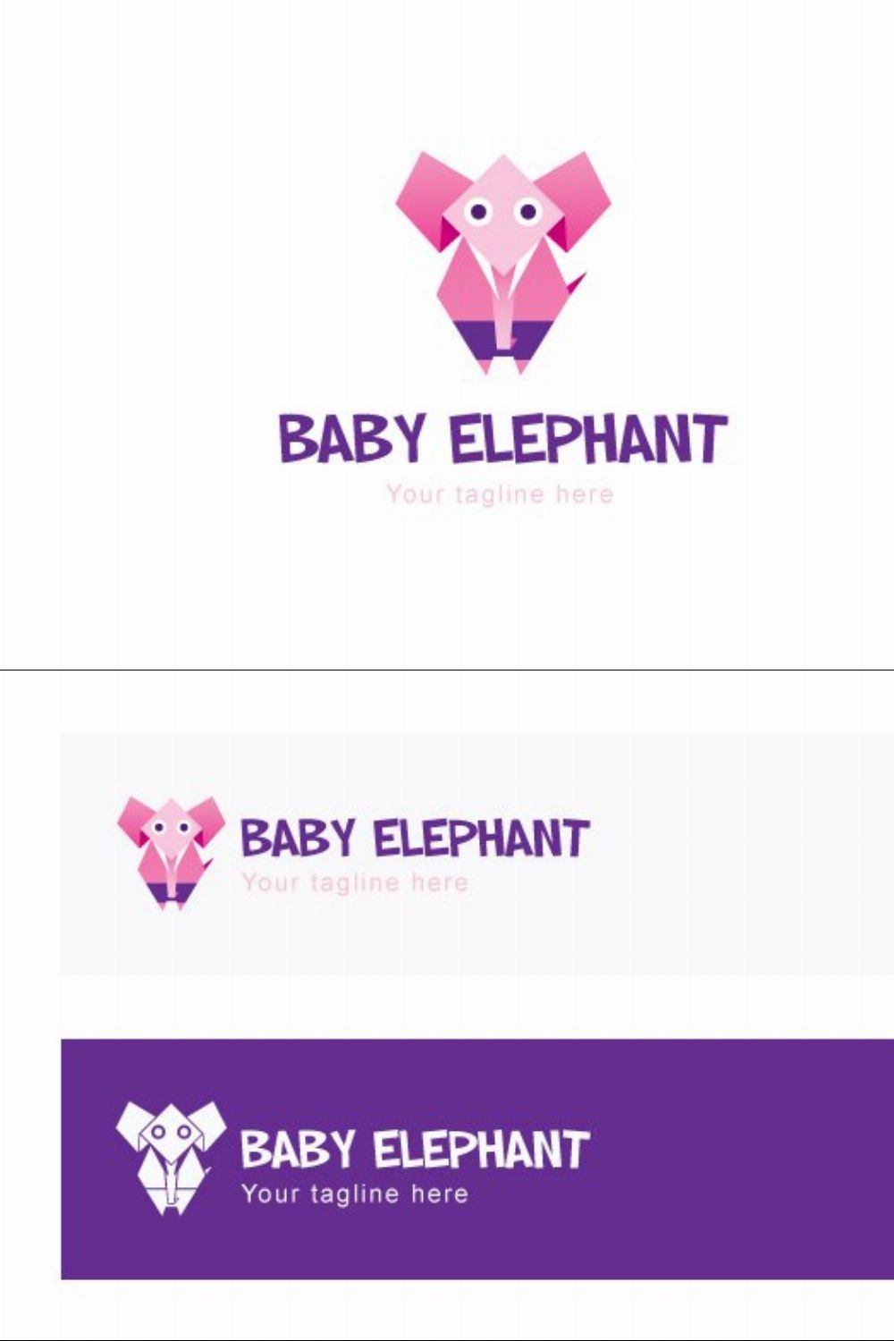 Baby Elephant Stock Logo Template pinterest preview image.