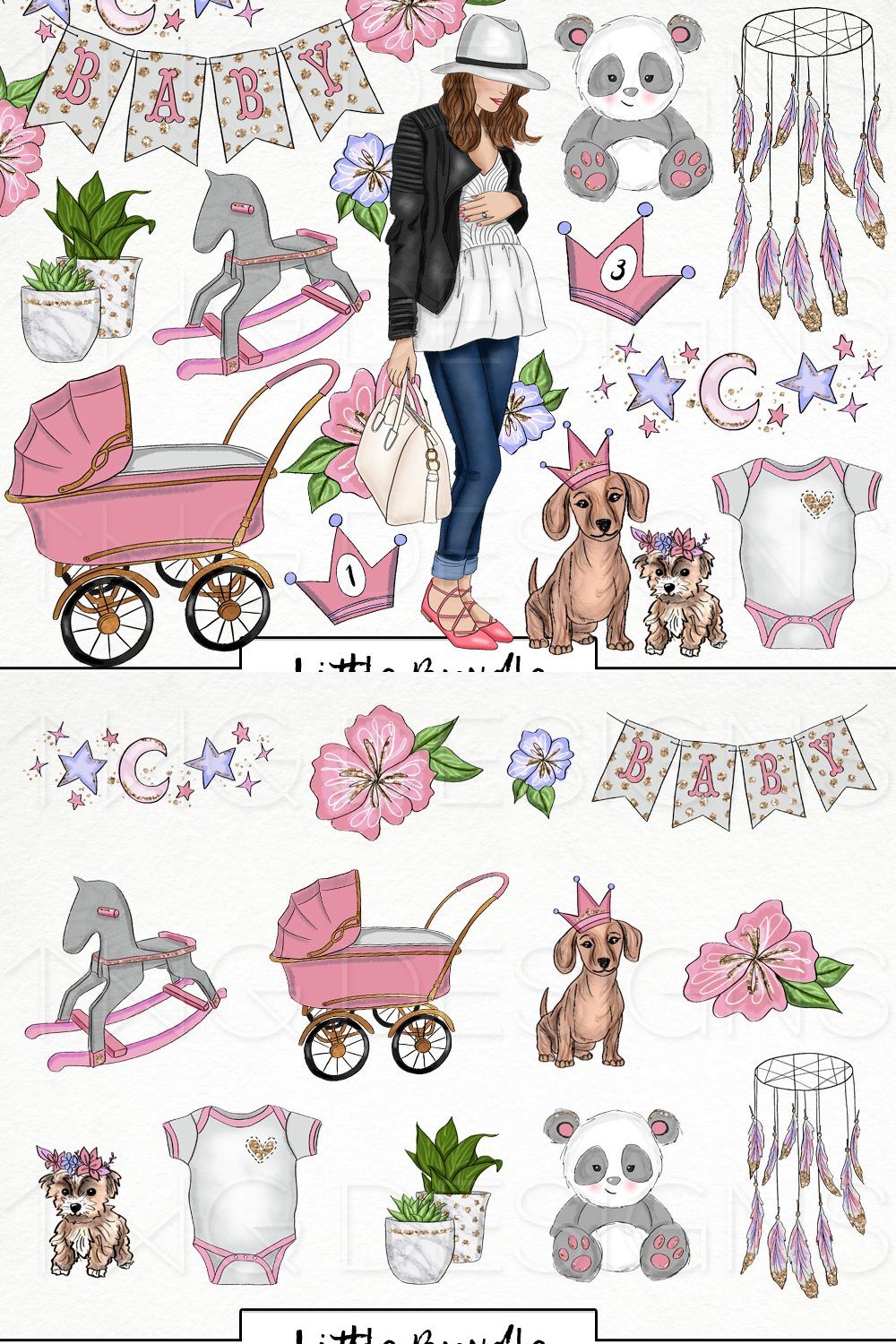 Baby Girl Nursery Clip Art pinterest preview image.