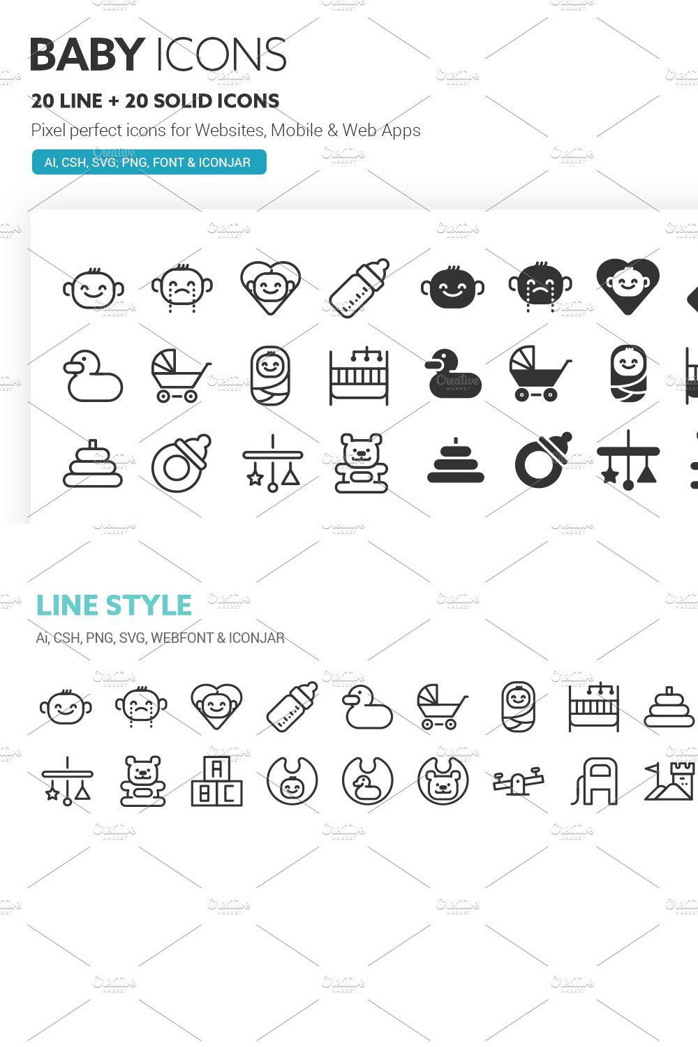 Baby Icons pinterest preview image.