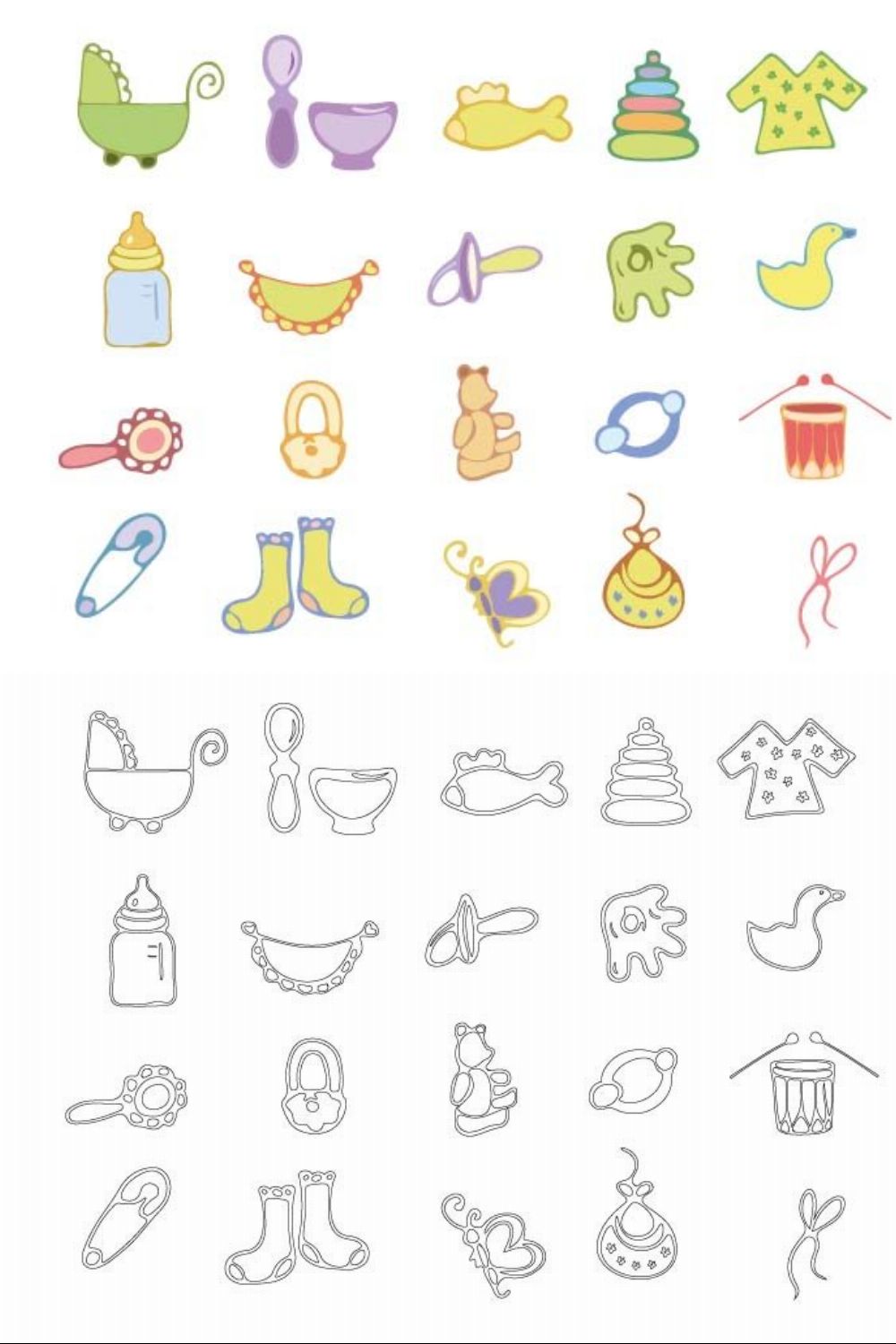 Baby icons vector set. pinterest preview image.