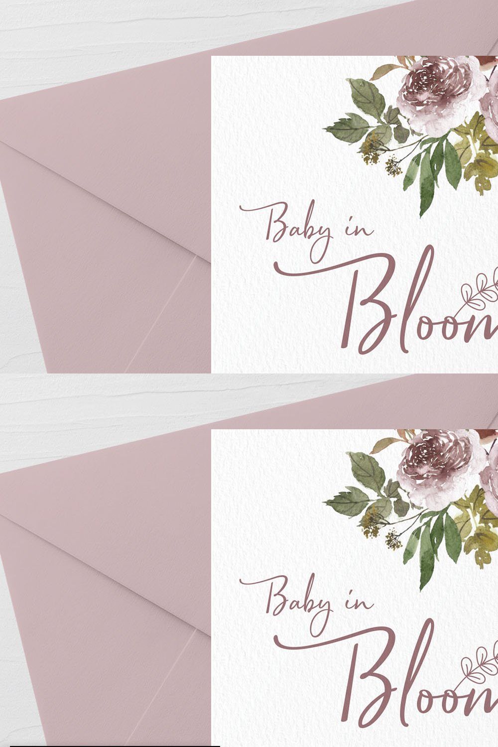 Baby in Bloom Baby Shower Invitation pinterest preview image.