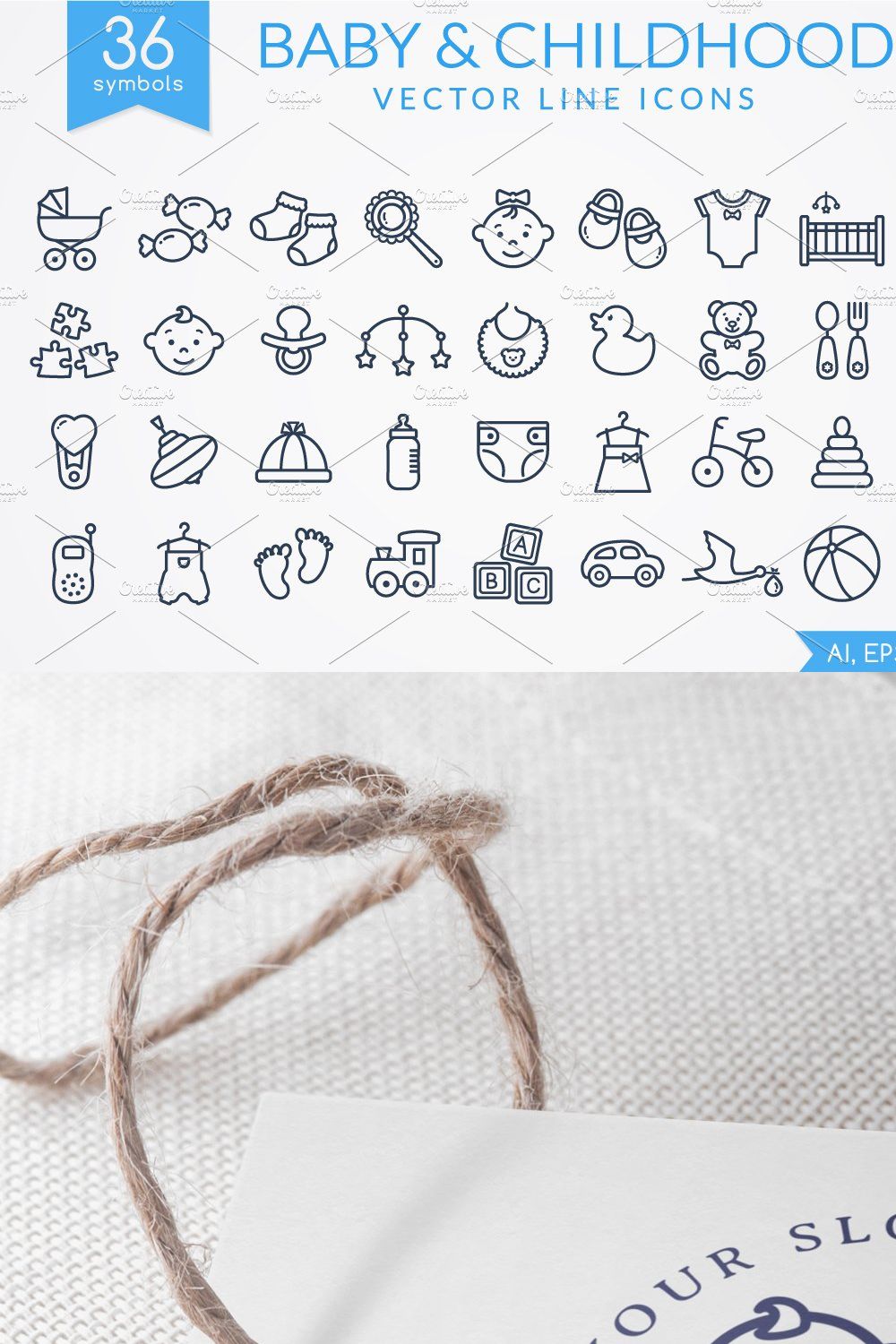 Baby line icons pinterest preview image.
