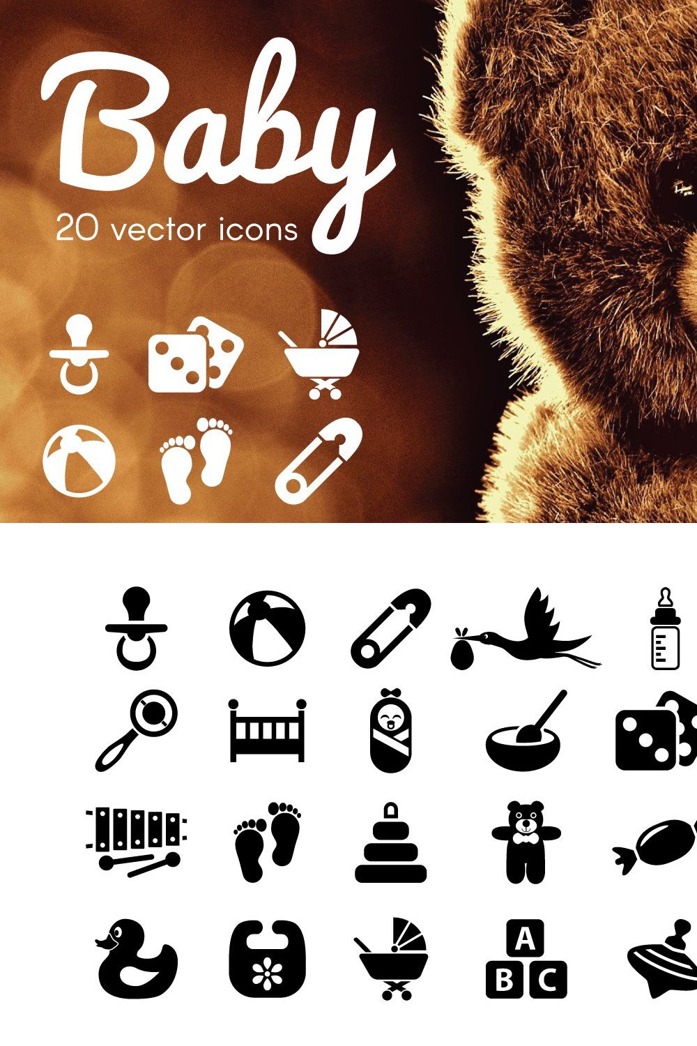 BABY - vector icons pinterest preview image.