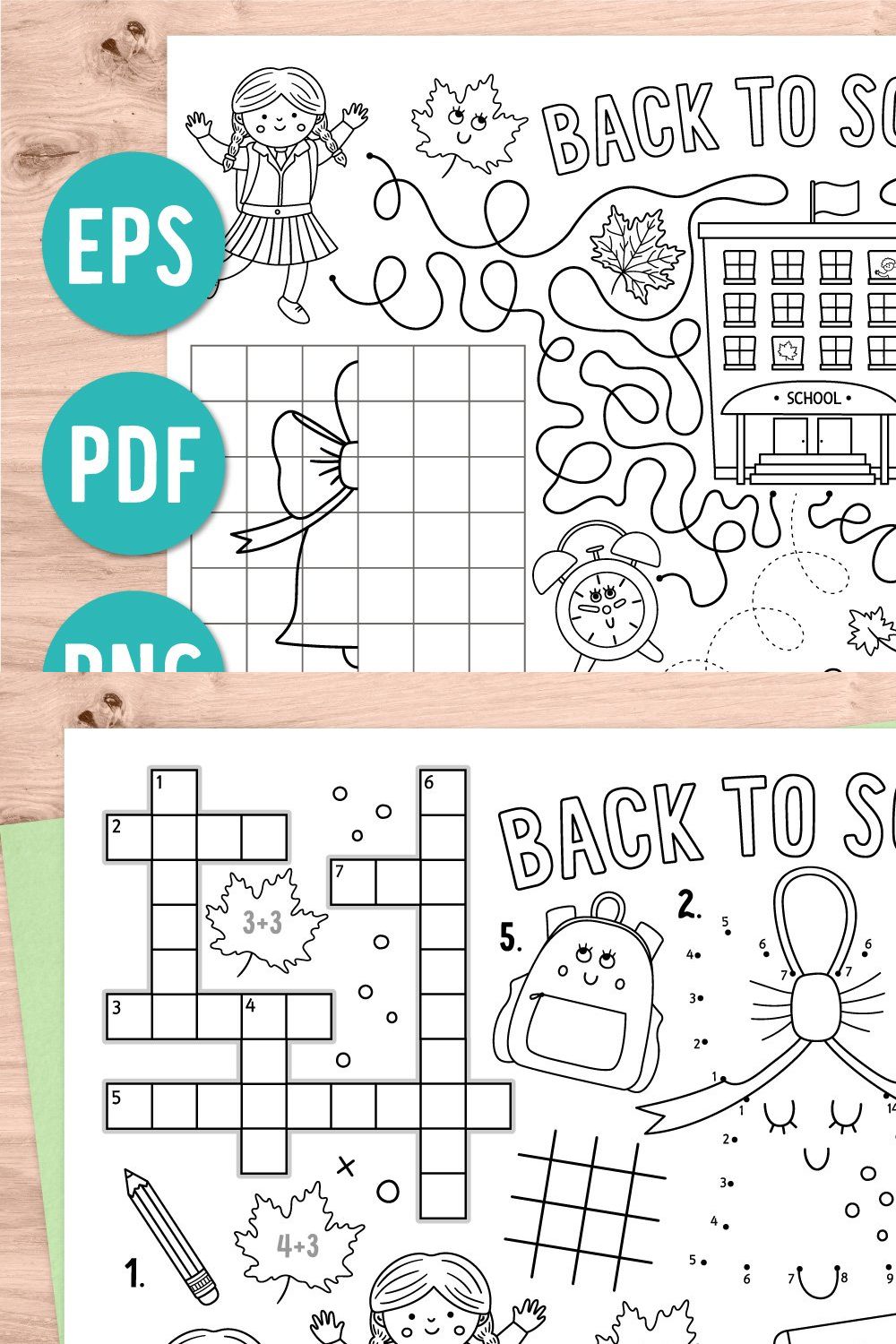 Back to school activity placemats pinterest preview image.