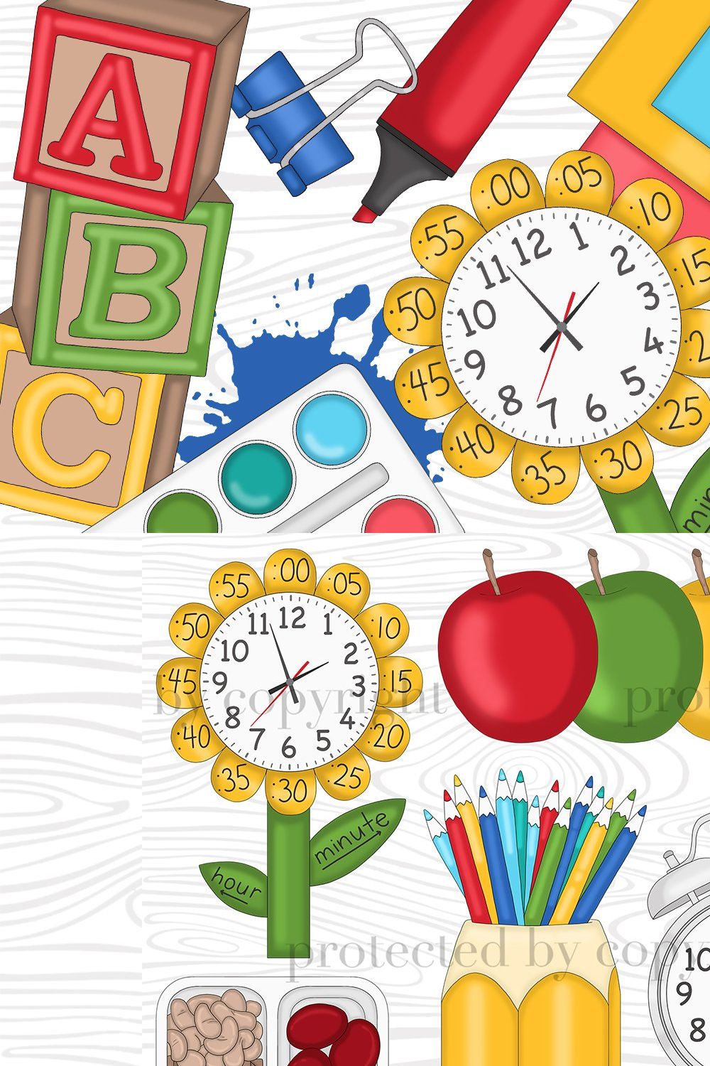 Back To School Clipart pinterest preview image.