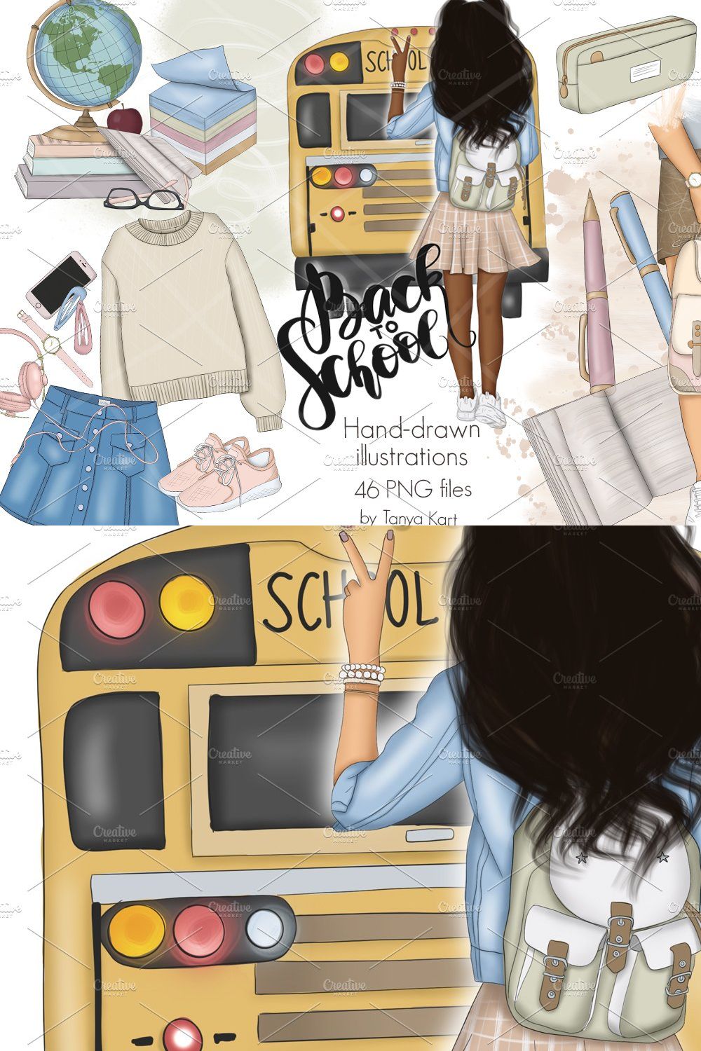 Back To School Clipart & Patterns pinterest preview image.