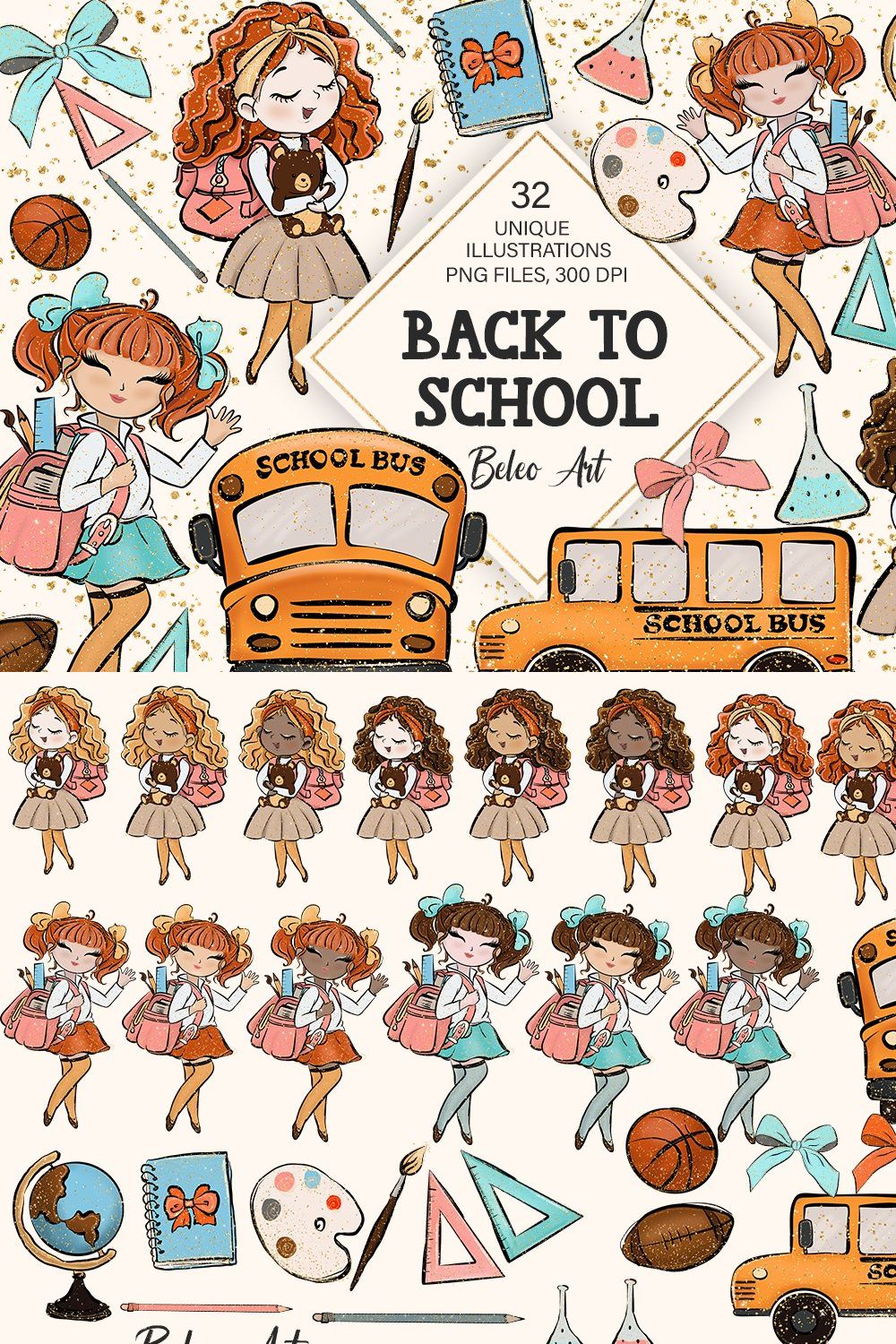 Back to School Clipart| School pinterest preview image.