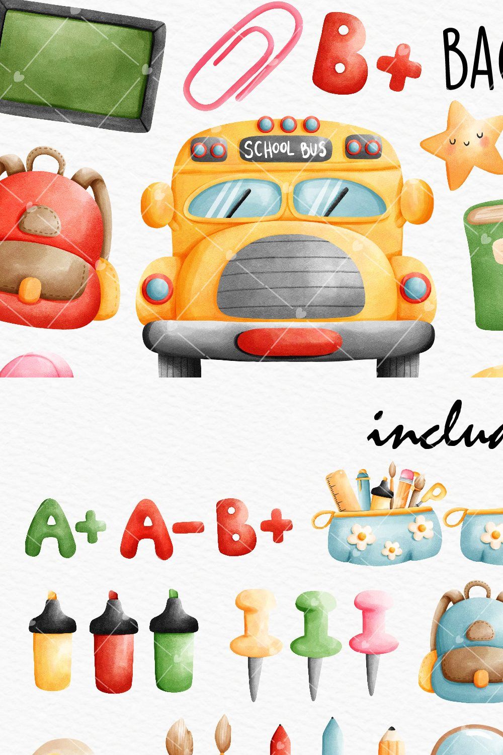 Back to school clipart, school pinterest preview image.