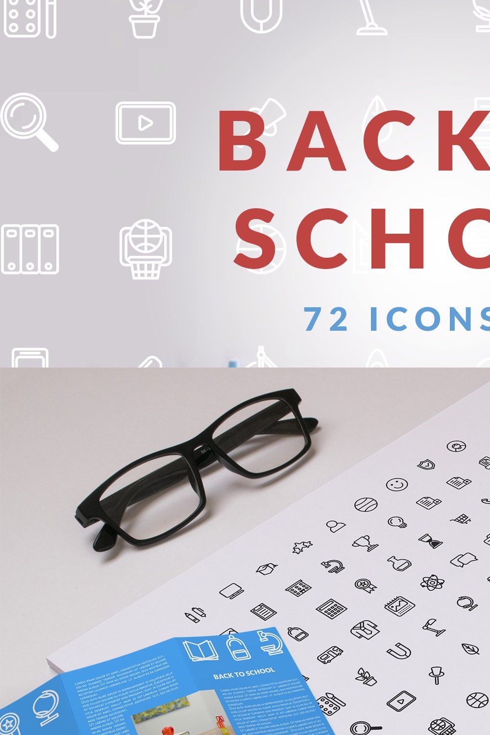 Back to School Icons set pinterest preview image.