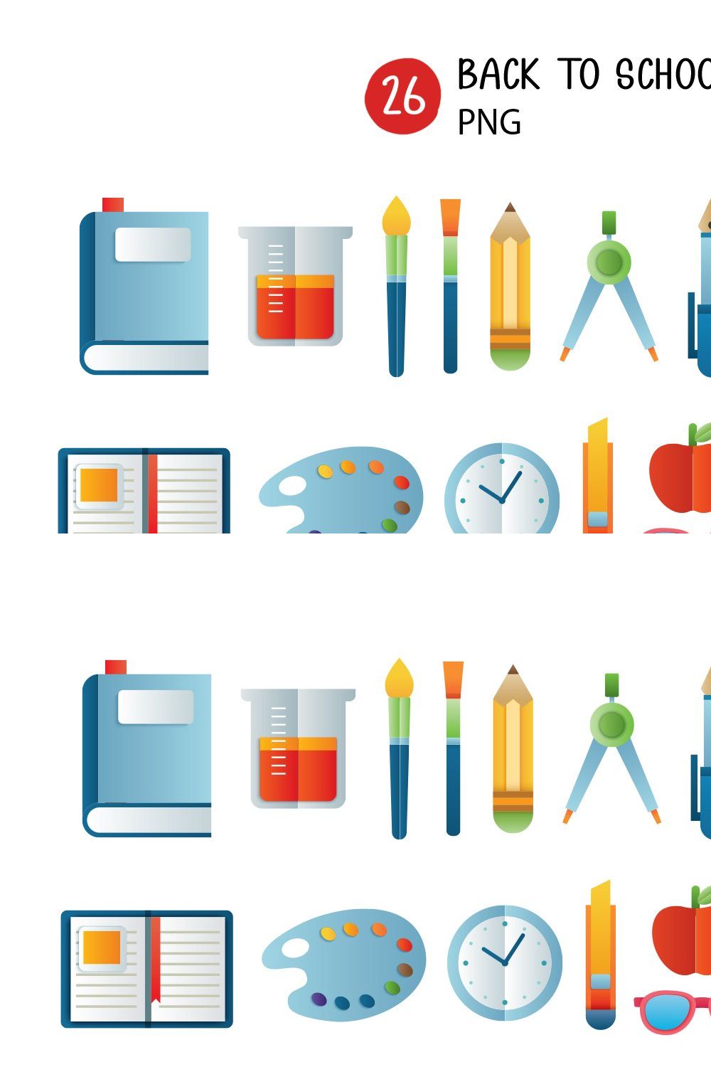 Back to School Object Set. pinterest preview image.