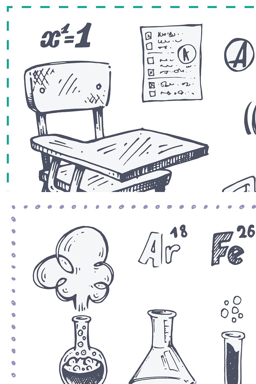 Back to school. Icons. Calligraphy pinterest preview image.