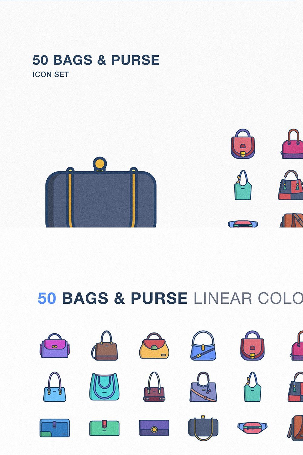 Bag and purse icon set pinterest preview image.