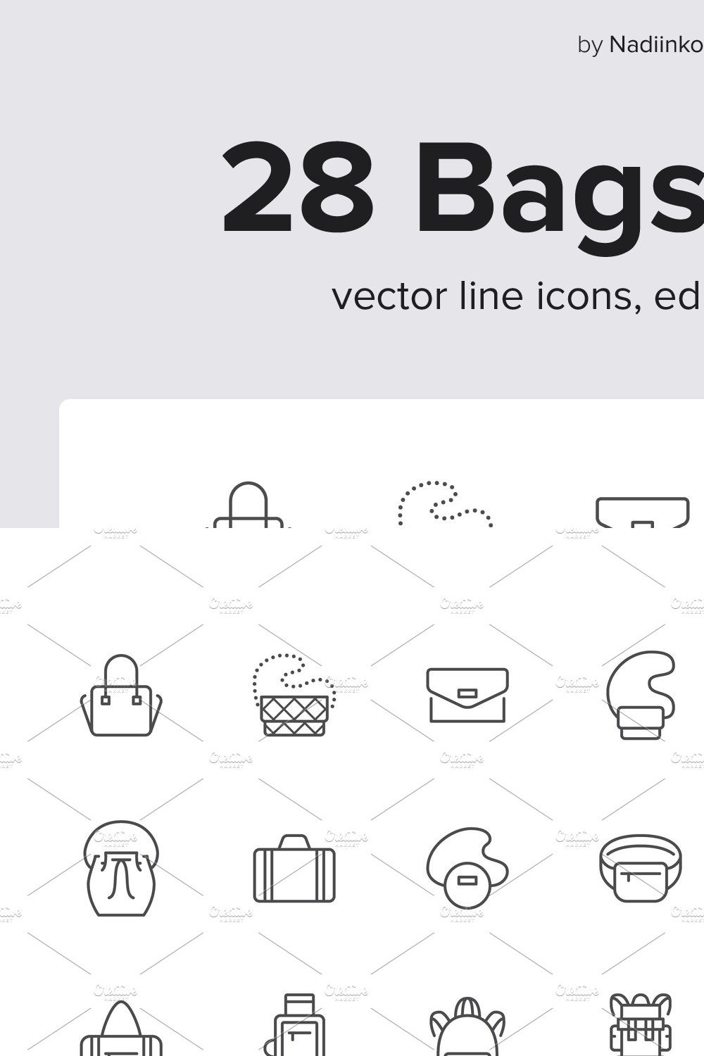 Bags Line Icons pinterest preview image.