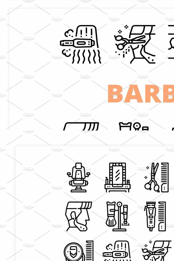 BARBER ICONS PACKS – MasterBundles