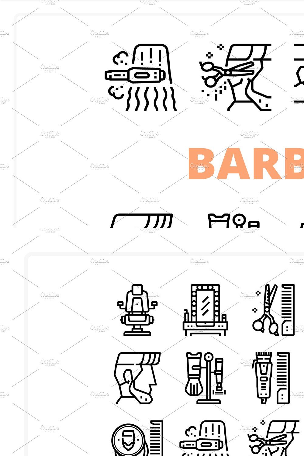 BARBER ICONS PACKS pinterest preview image.