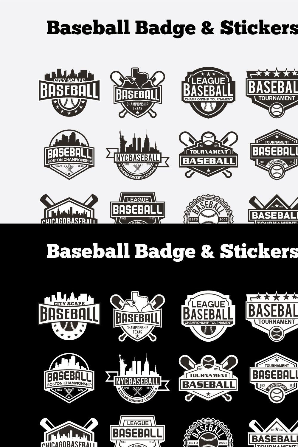 Baseball Badge & Stickers Vol3 pinterest preview image.