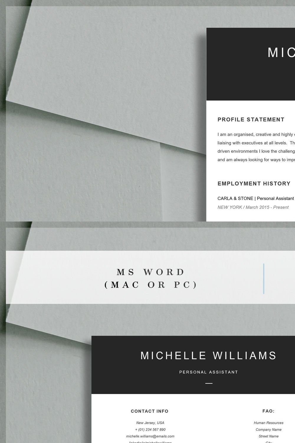 Basic Resume Template pinterest preview image.