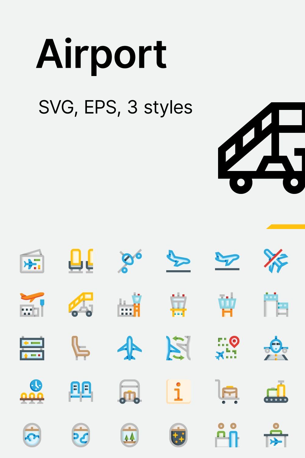 Basicons / Travel / Airport pinterest preview image.