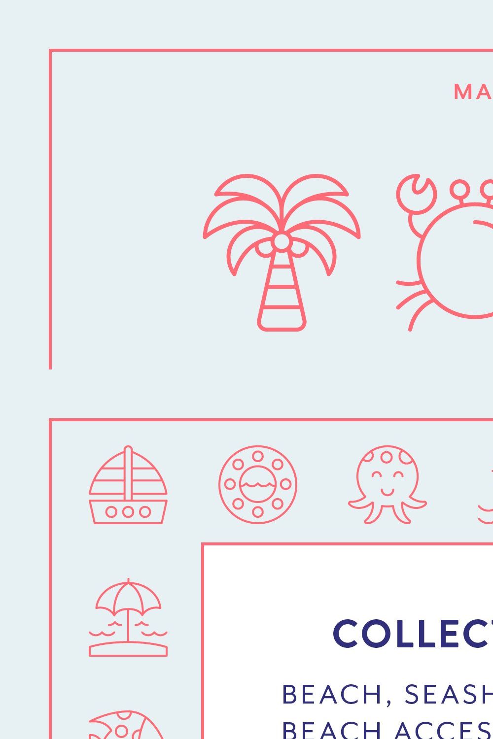 Beach Line Icons pinterest preview image.