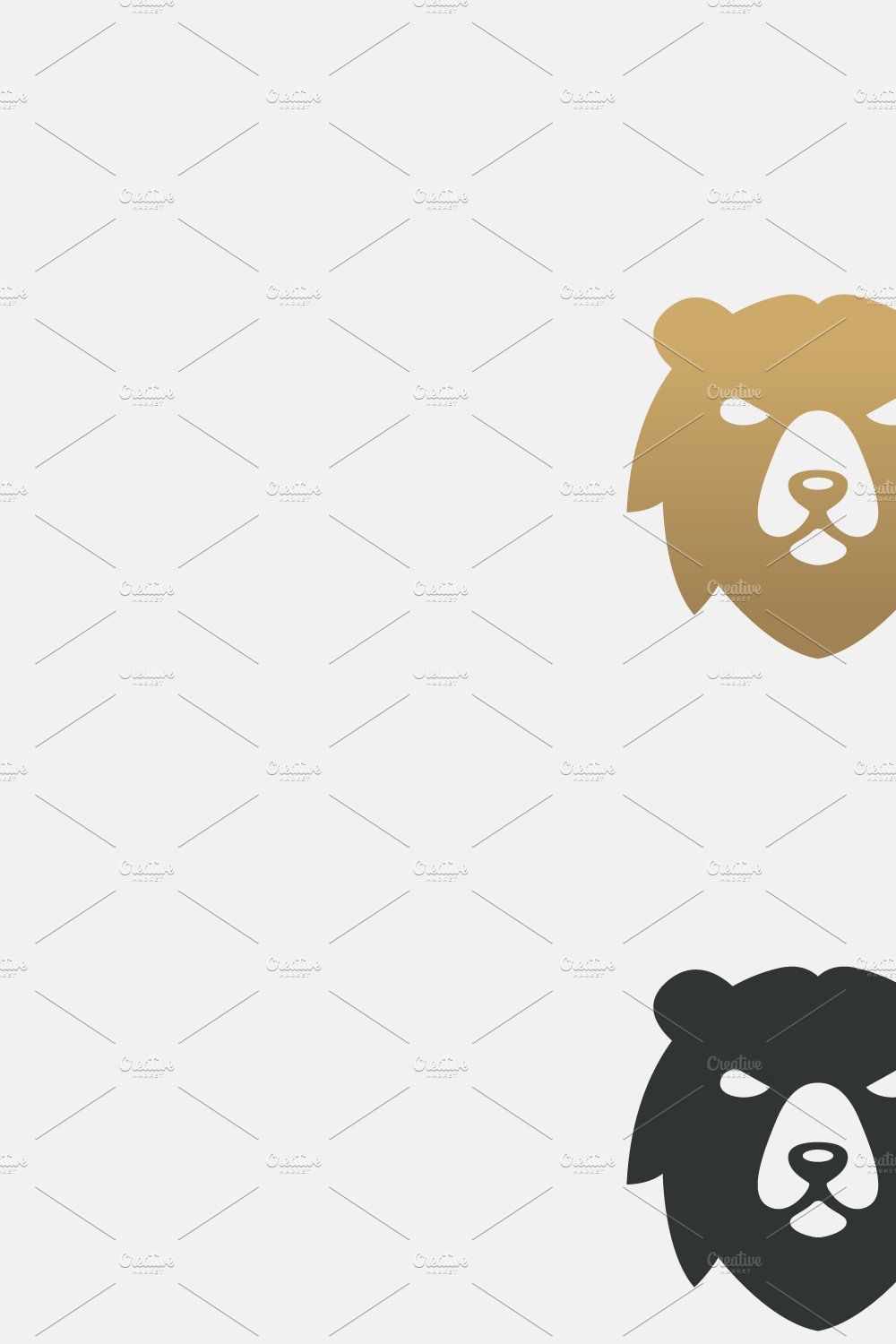 Bear head logo icon design template. pinterest preview image.