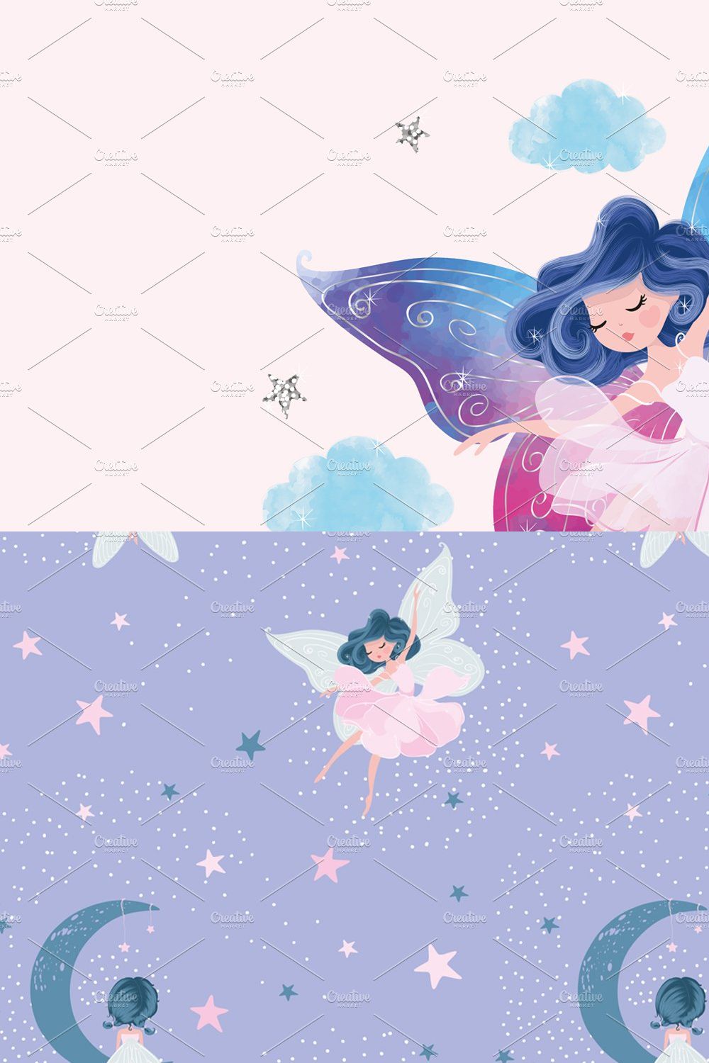 Beautiful butterfly girl vector. pinterest preview image.