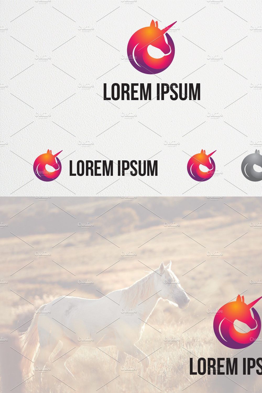 Beautiful Circle Unicorn Horse Logo pinterest preview image.