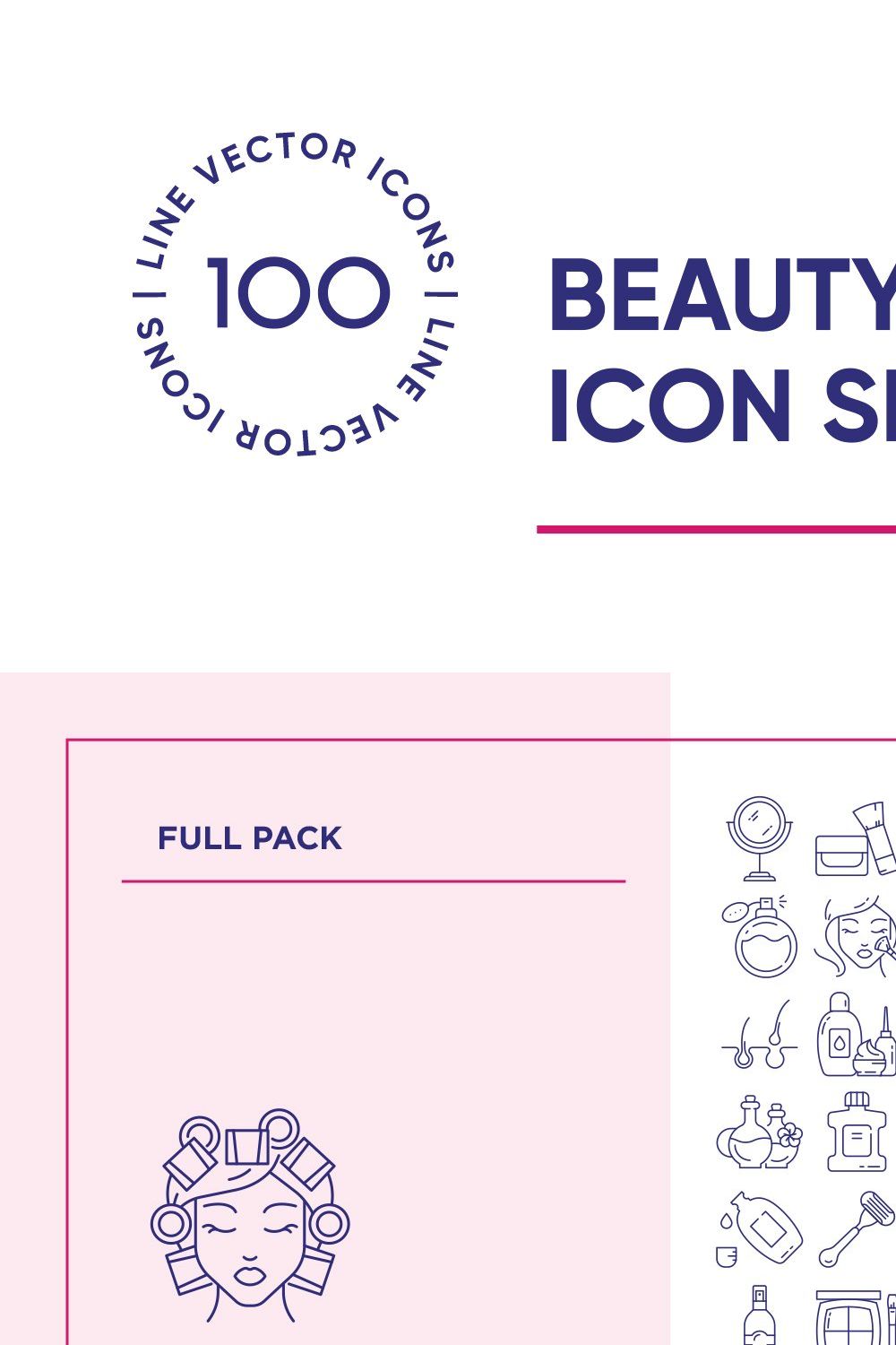 Beauty and Cosmetics Line Icon Set pinterest preview image.