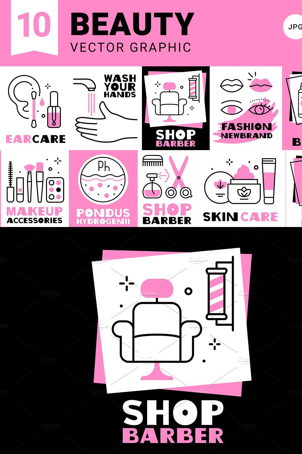 Beauty and Health | Icons pinterest preview image.