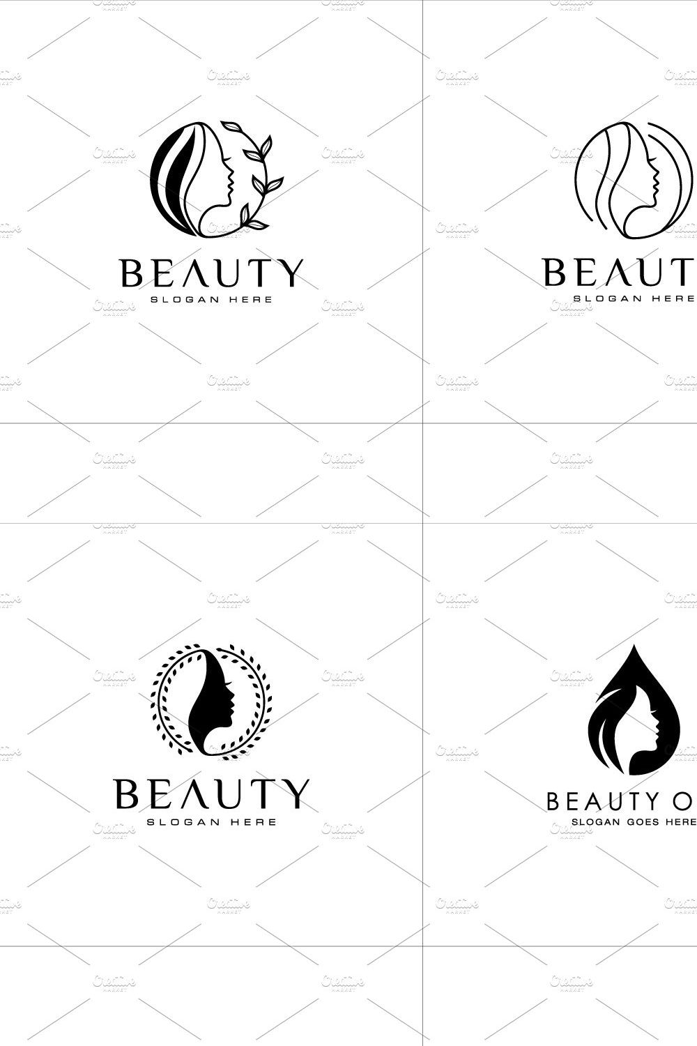 Beauty woman hairstyle logo design pinterest preview image.