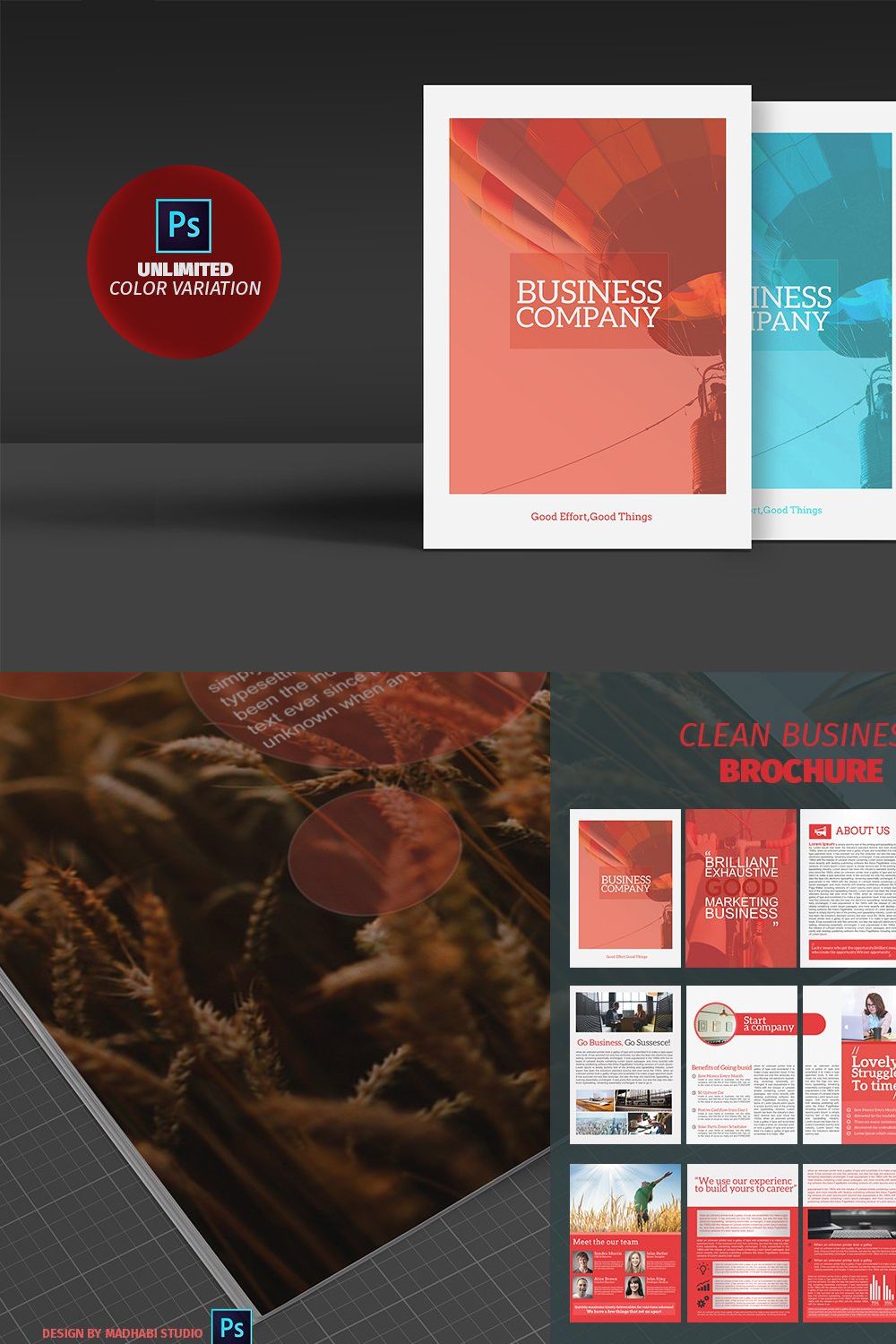 Bi-fold Business Brochure 12Pages pinterest preview image.