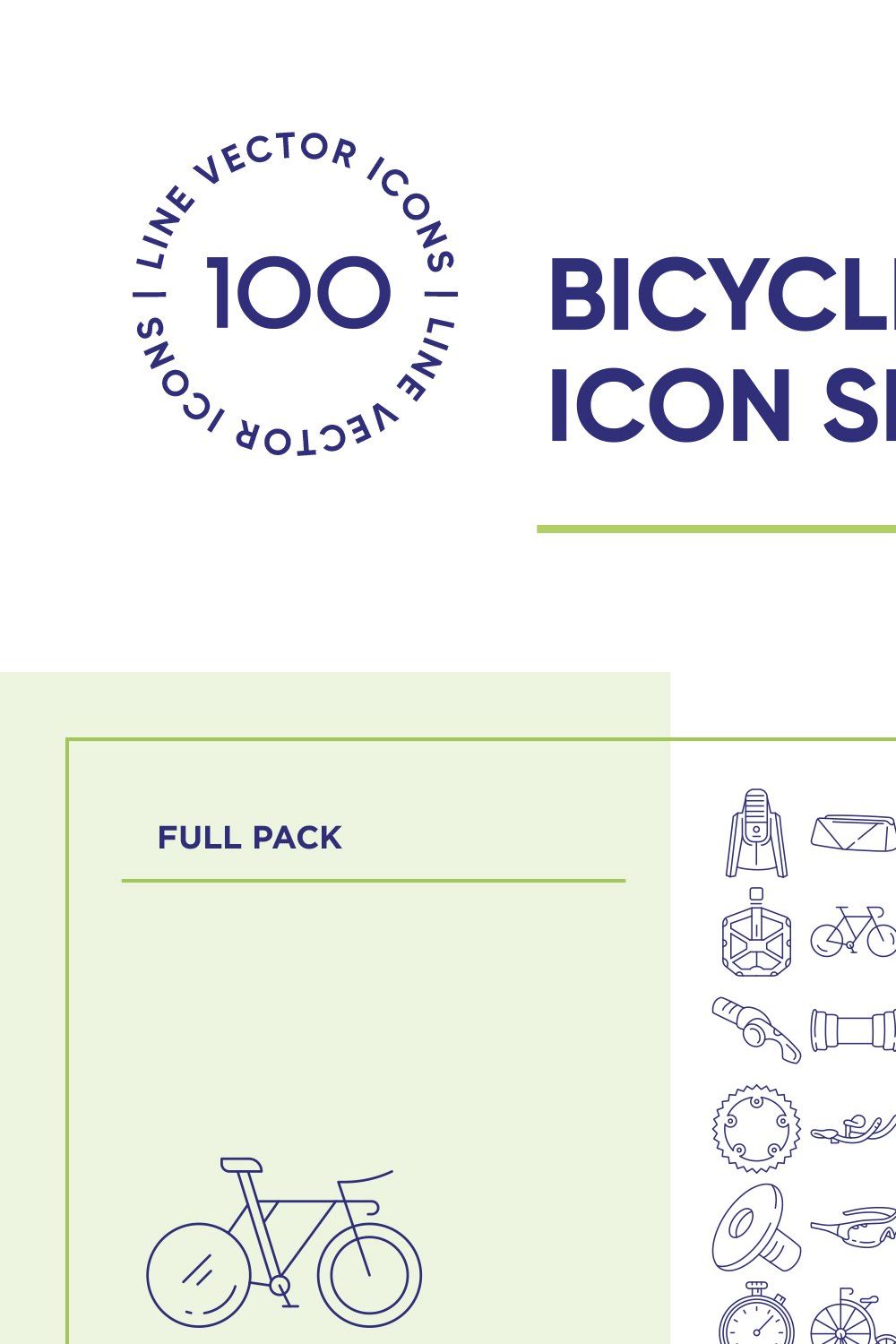 Bicycle Accessories Icons Set pinterest preview image.