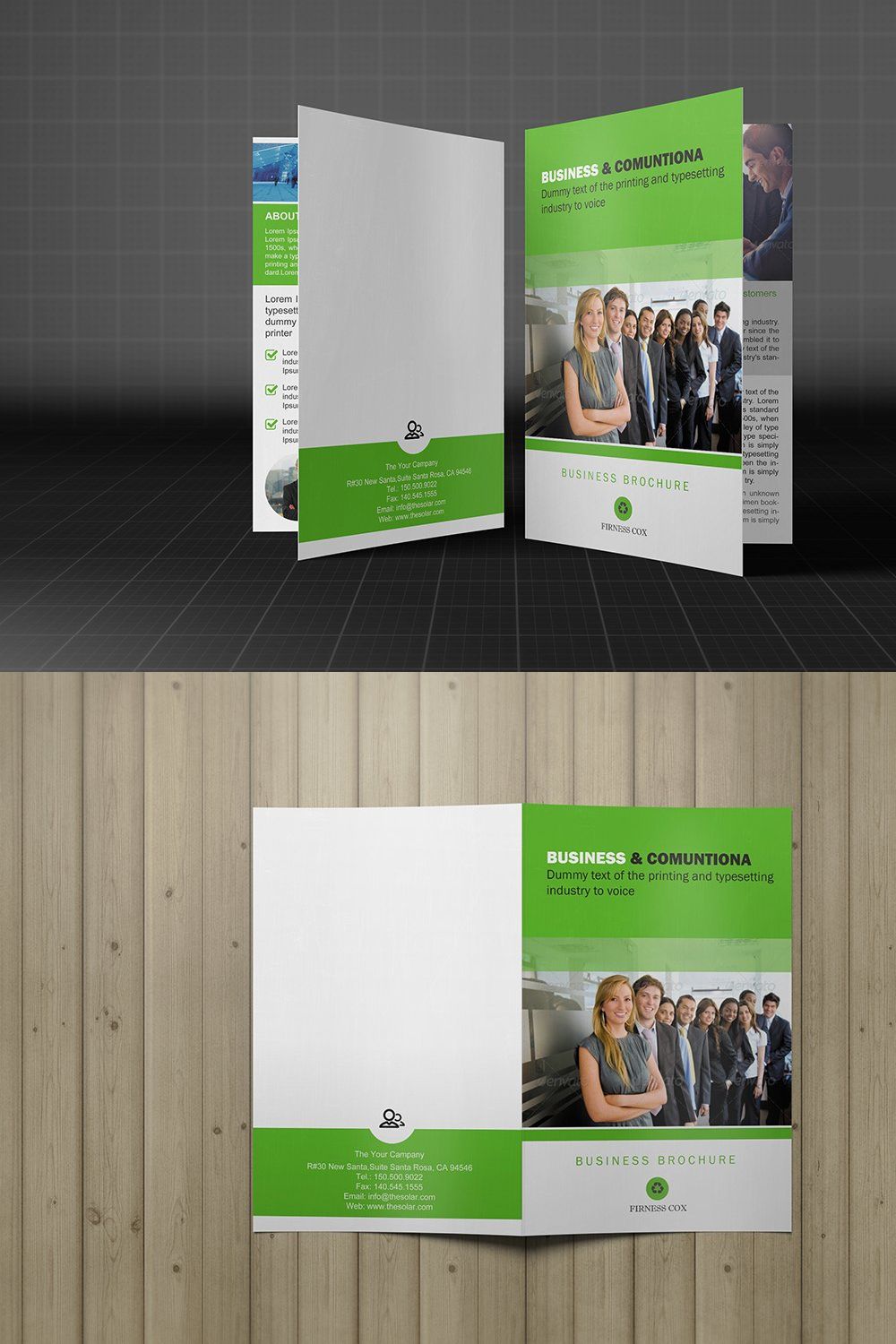 Bifold Business Brochure Template pinterest preview image.