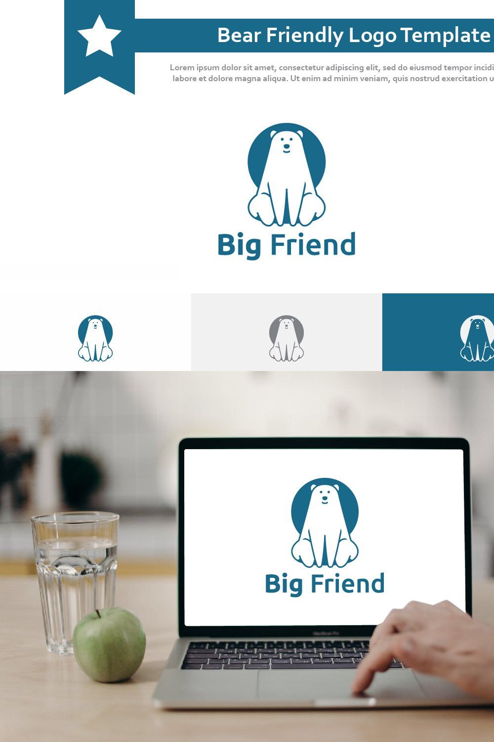 Big Friend Bear Friendly Animal Logo pinterest preview image.