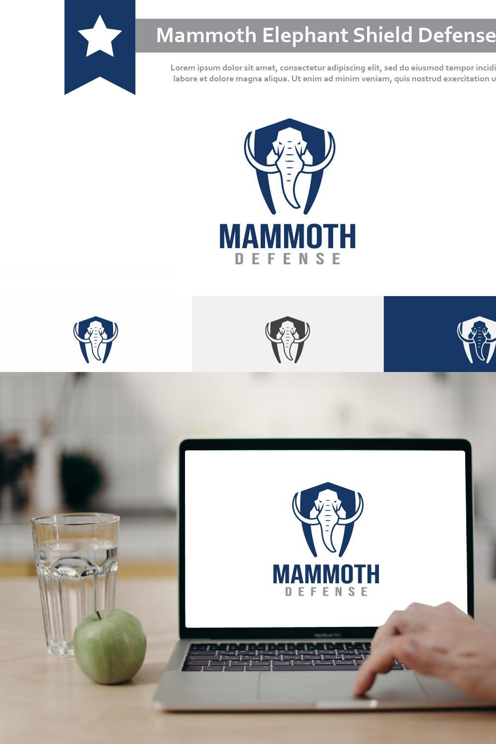 Big Mammoth Elephant Shield Logo pinterest preview image.
