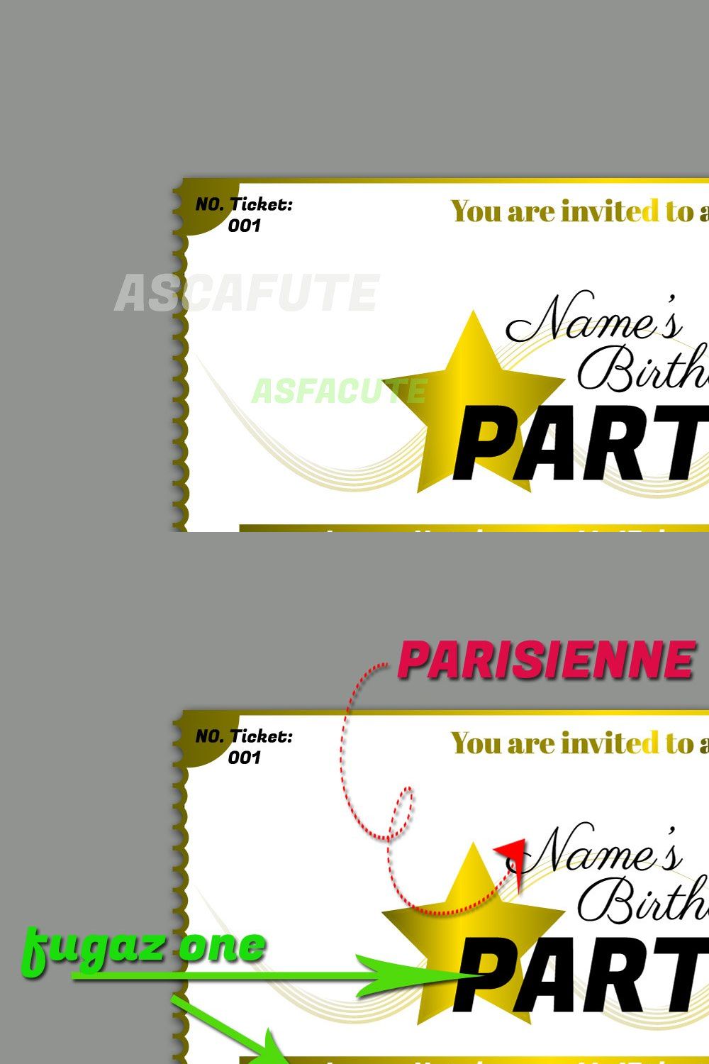 Birthday party invitation template pinterest preview image.