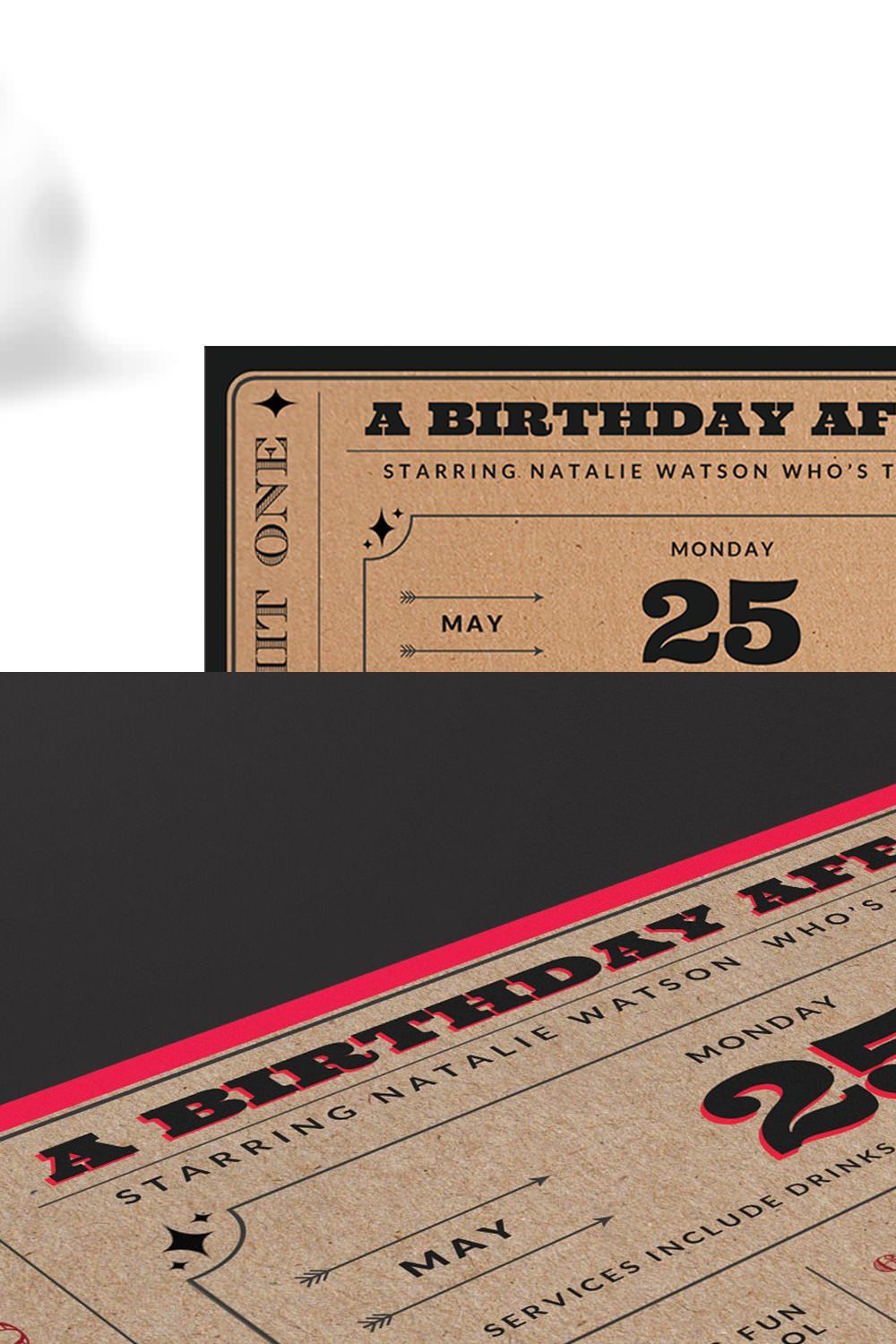Birthday Ticket Invitation Pack pinterest preview image.