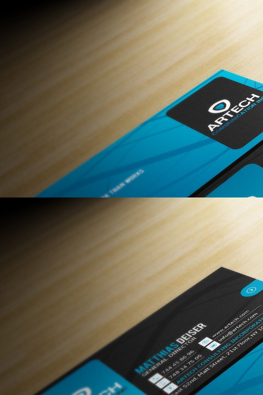 Black And Blue Business Card pinterest preview image.