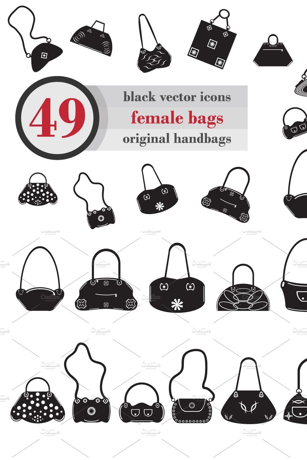 Black icons female bags pinterest preview image.