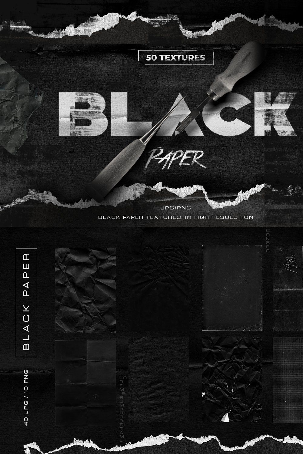 Black paper textures pinterest preview image.