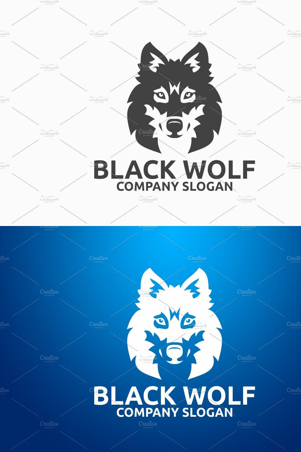 Black Wolf Logo pinterest preview image.