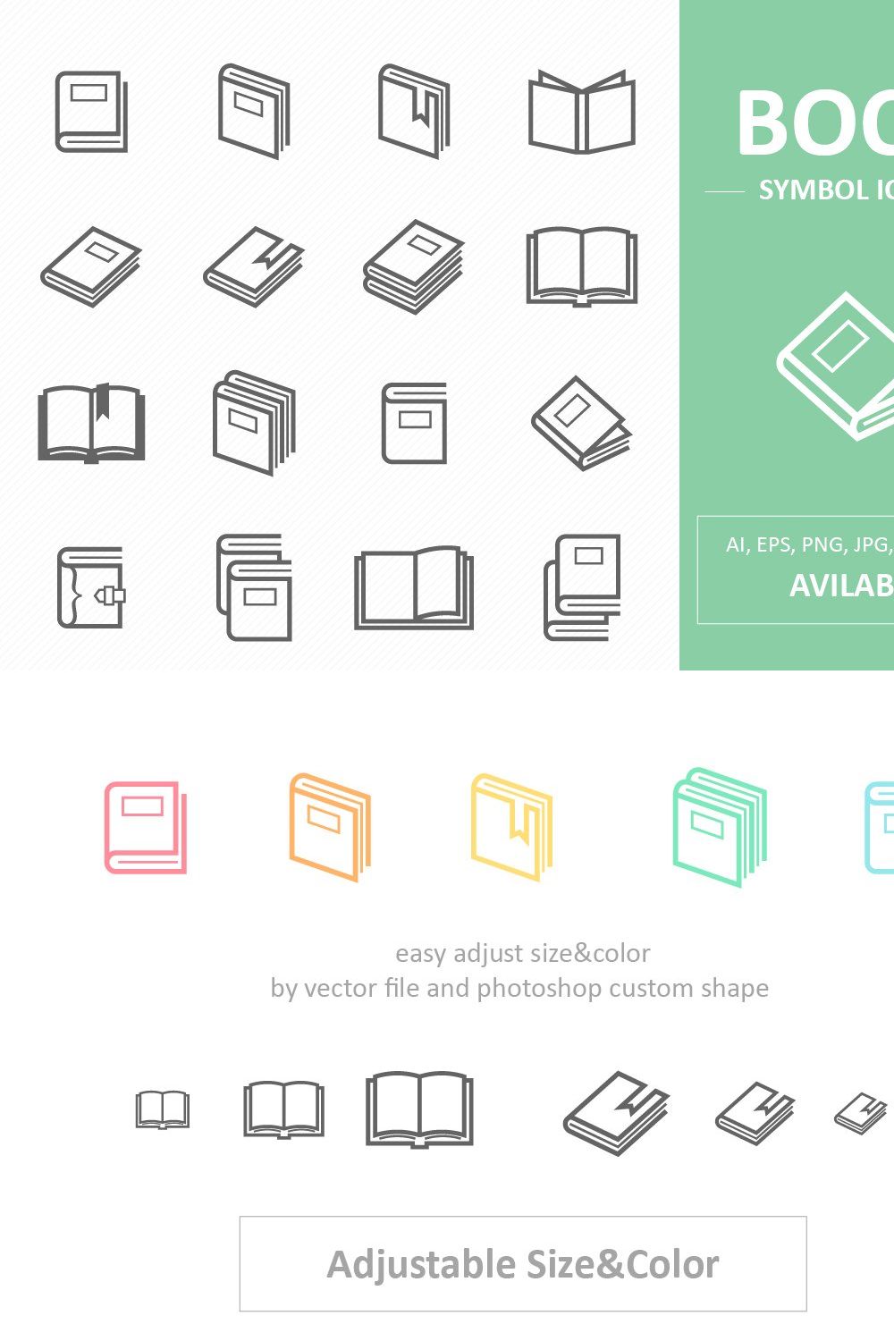 Book Symbol Icons pinterest preview image.