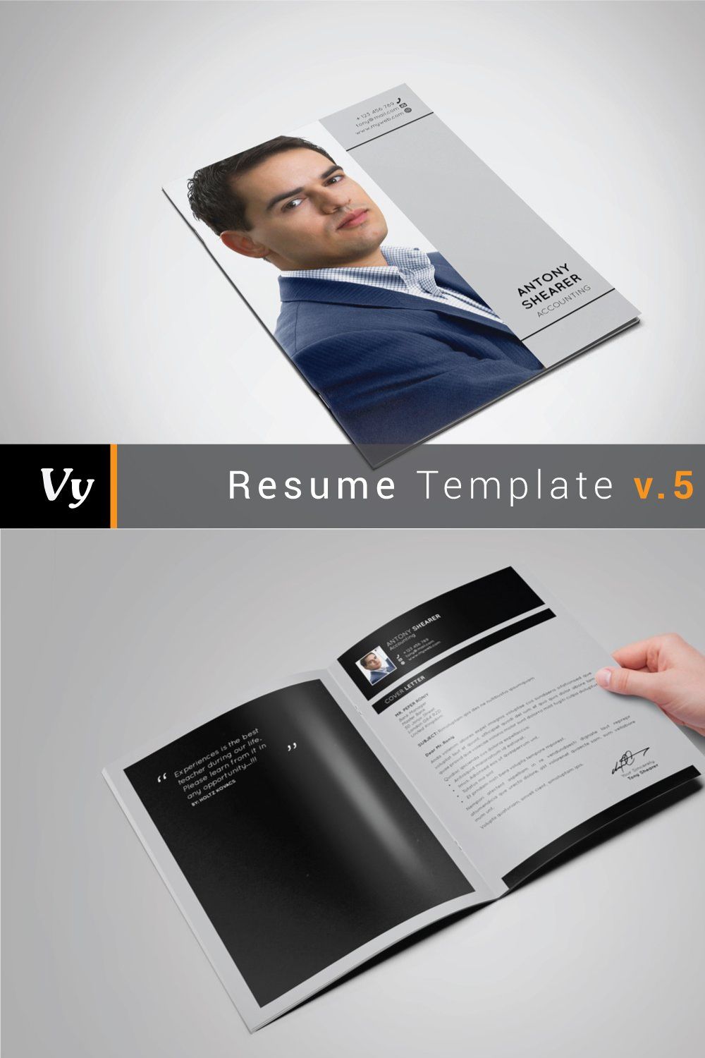 Booklet Resume Template pinterest preview image.