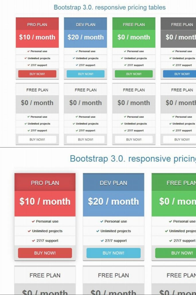 Bootstrap 3.0. pricing tables flat MasterBundles