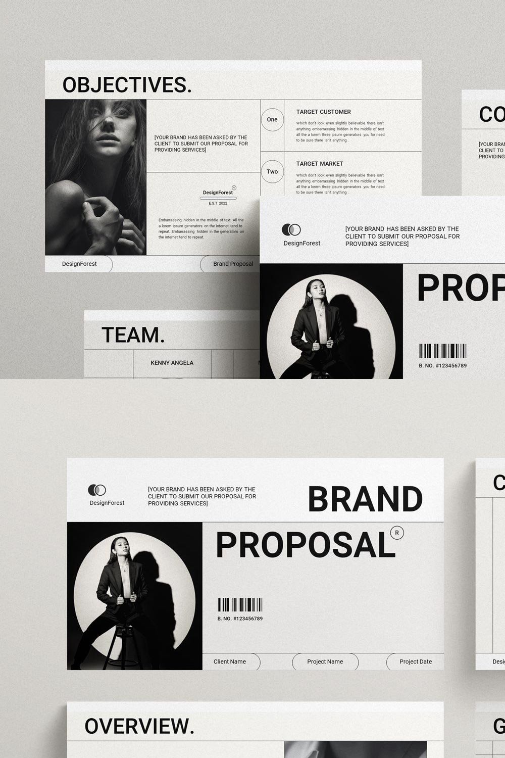 Brand Proposal Presentation Template pinterest preview image.