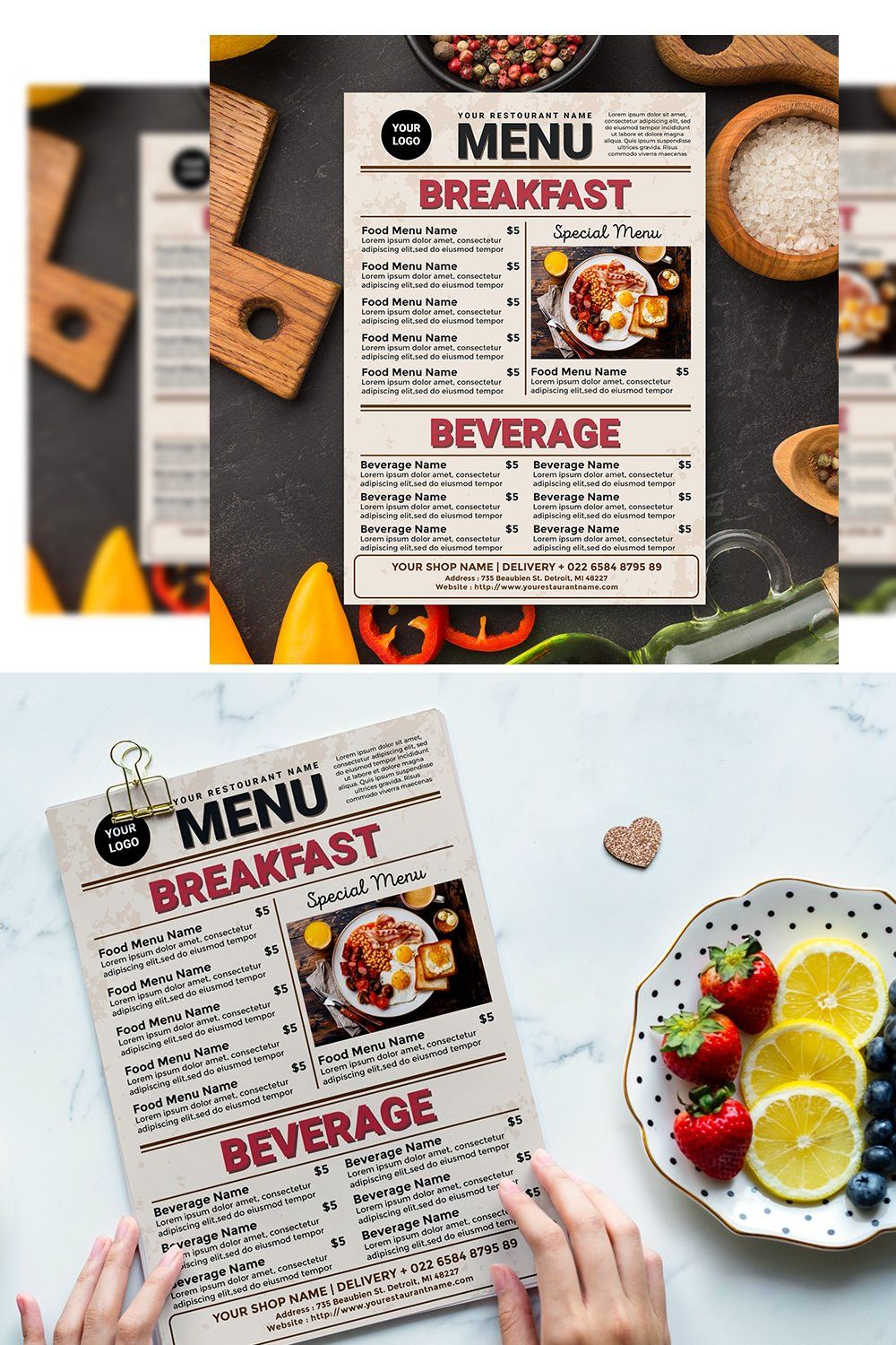 Breakfast Menu pinterest preview image.